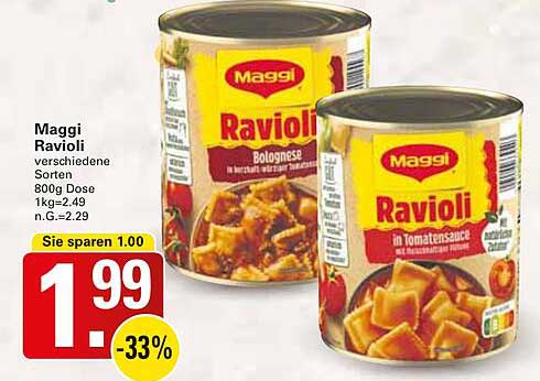 Maggi Ravioli verschiedene Sorten 800g Dose
