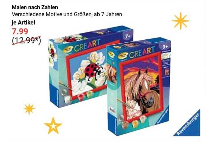 Malen nach Zahlen - Verschiedene Motive und Größen, ab 7 Jahren