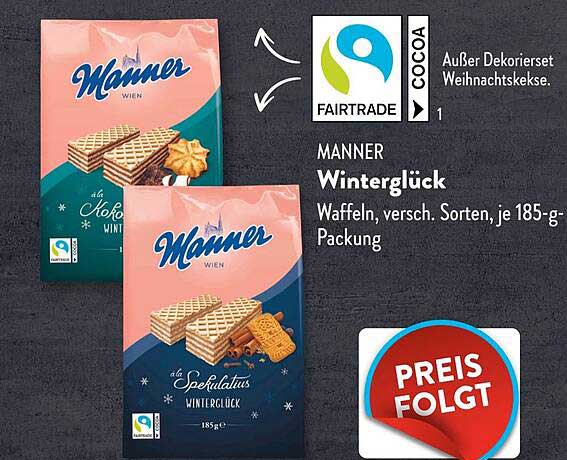 MANNER Winterglück - Waffeln in verschiedenen Sorten, je 185-g-Packung