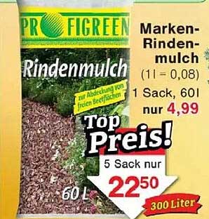 Marken-Rindenmulch 60 L für nur 4,99 € (Top Preis!)