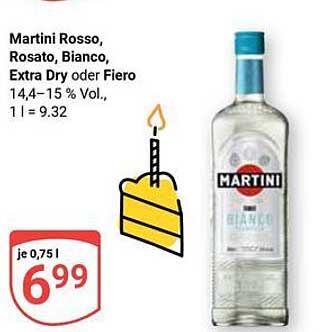 Martini Rosso, Rosato, Bianco, Extra Dry oder Fiero, 0,75 l