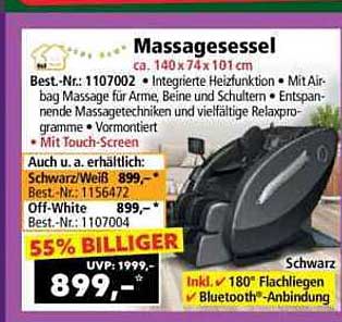 Massagesessel mit integriertem Heizsystem und Touchscreen