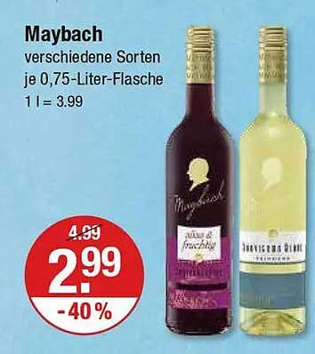 Maybach verschiedene Sorten je 0,75-Liter-Flasche