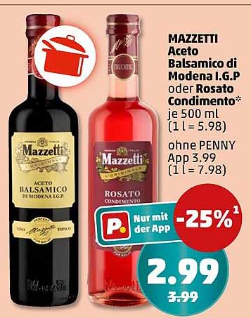 MAZZETTI Aceto Balsamico di Modena I.G.P oder Rosato Condimento 500 ml
