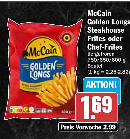 McCain Golden Longs Steakhouse Frites oder Chef-Frites 600 g
