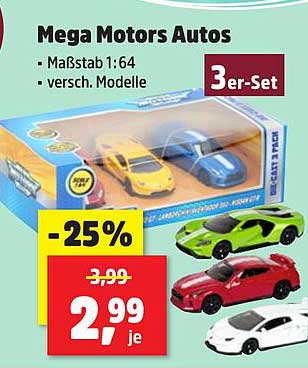 Mega Motors Autos - 3er-Set