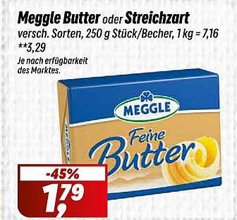 Meggle Butter oder Streichzart - 250 g für nur 1,79 €