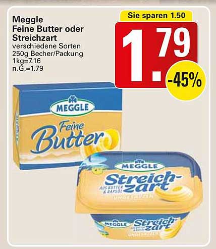 Meggle Feine Butter oder Streichzart 250g Becher/Verpackung