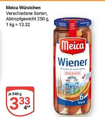 Meica Würstchen verschiedene Sorten, Abtropfgewicht 250 g