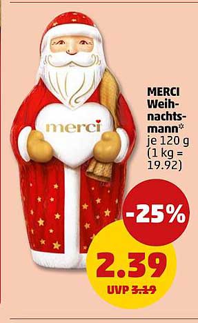 MERCI Weihnachtsmann* je 120 g (1 kg = 19,92)