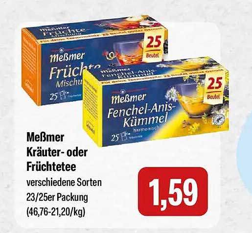 Meßmer Kräuter- oder Früchtetee verschiedene Sorten 25er Packung
