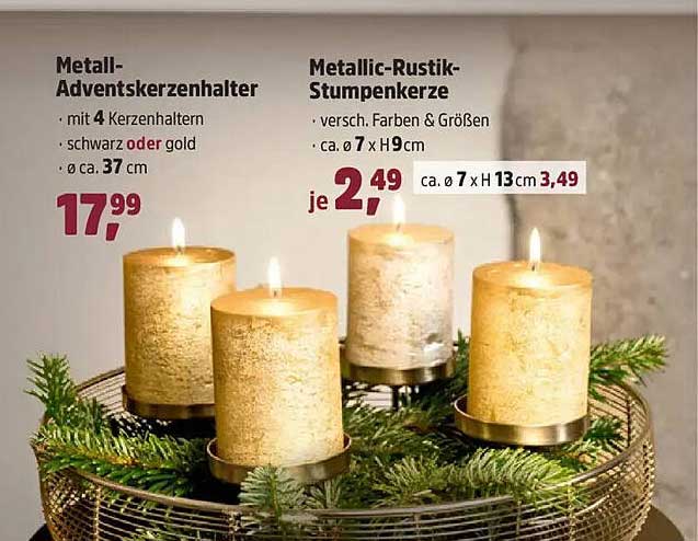 Metall-Adventskerzenhalter mit 4 Kerzenhaltern, schwarz oder gold