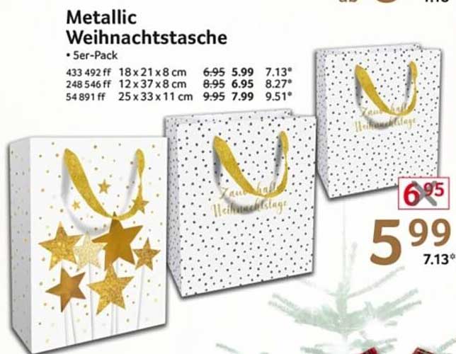 Metallic Weihnachtsstasche *5er-Pack