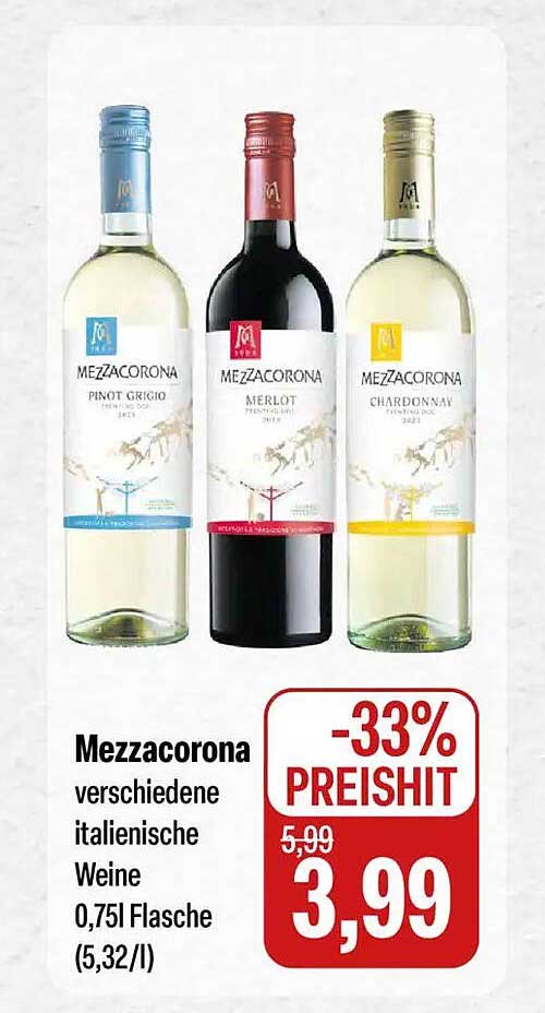 Mezzacorona verschiedene italienische Weine 0,75l Flasche