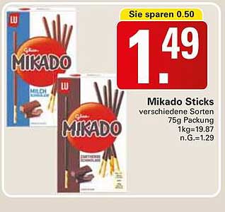 Mikado Sticks verschiedene Sorten 75g Packung