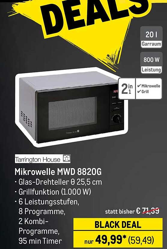 Mikrowelle MWD 8820G mit Grillfunktion – Black Deal!