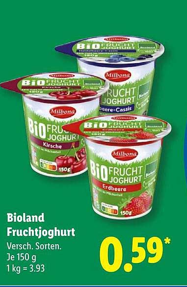 Milbona Bioland Fruchtjoghurt - Verschiedene Sorten