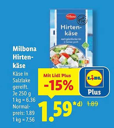 Milbona Hirtenkäse nach griechischer Art in Salzlake