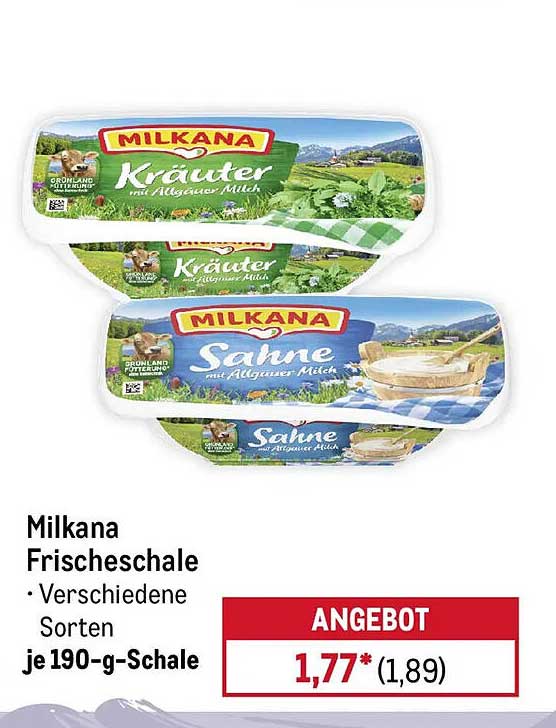 Milkana Frischeschale - Verschiedene Sorten je 190-g-Schale