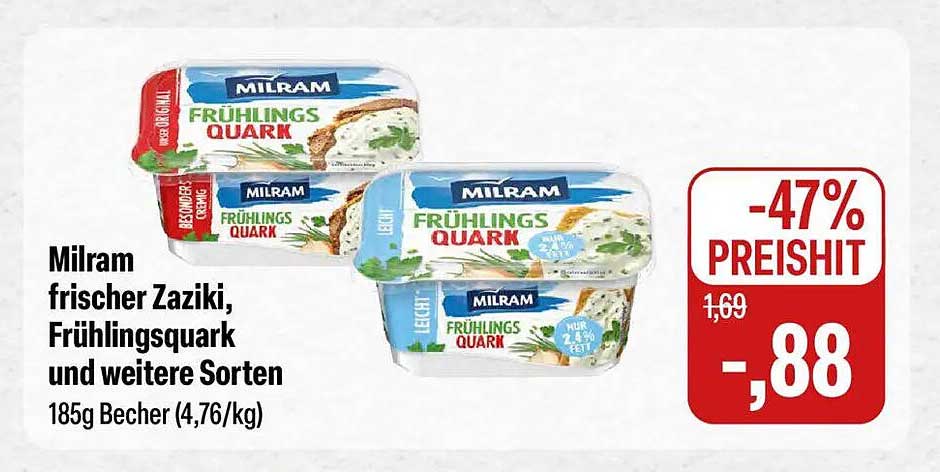 Milram frischer Zaziki, Frühlingsquark und weitere Sorten