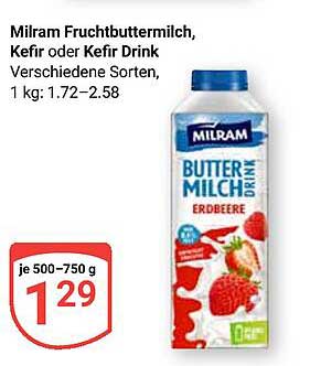 Milram Fruchtbuttermilch, Kefir oder Kefir Drink