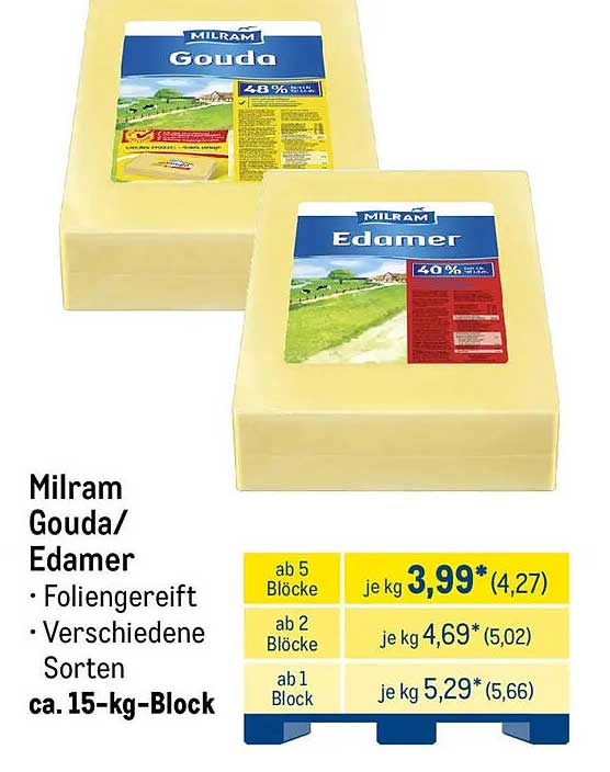 Milram Gouda/Edamer - Foliengereift in verschiedenen Sorten