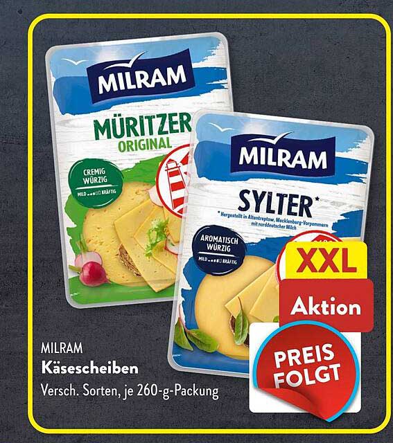 MILRAM Käse-Scheiben - Verschiedene Sorten, je 260-g-Packung