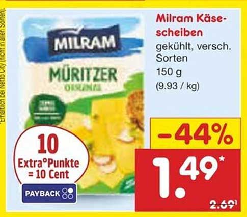 Milram Käsescheiben, gekühlt, verschiedene Sorten 150 g