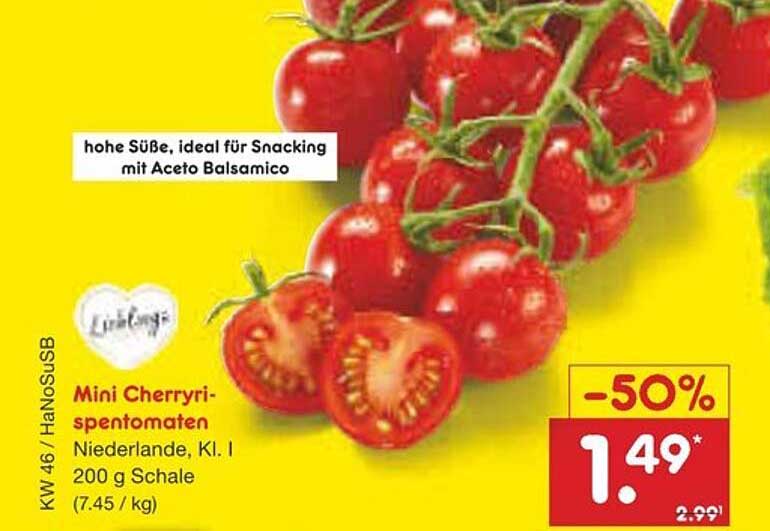 Mini Cherrytomaten 200 g Schale - 50% Rabatt