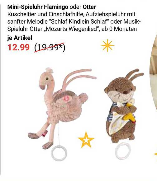 Mini-Spieluhr Flamingo oder Otter
