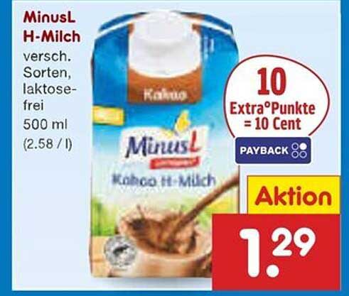 MinusL H-Milch - verschiedene Sorten, laktosefrei 500 ml
