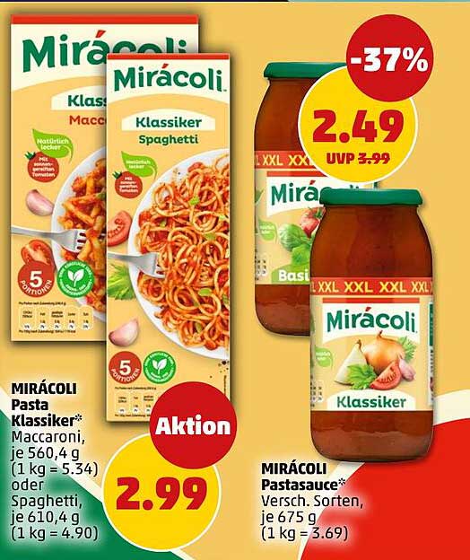 MIRÁCOLI Pasta Klassiker Maccaroni oder Spaghetti und Pastasauce