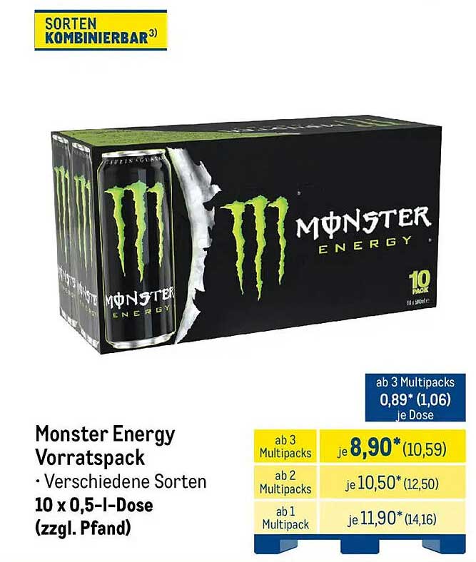 Monster Energy Vorratspack – 10 x 0,5-l-Dose