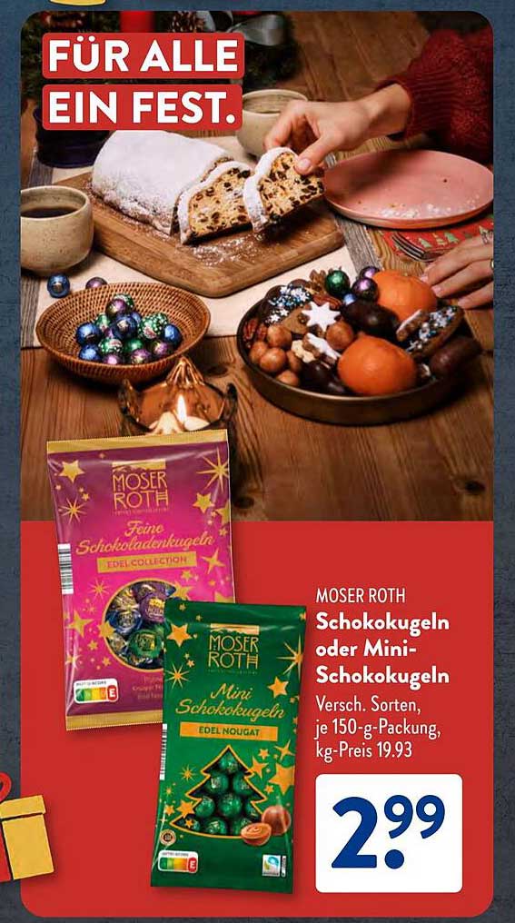 Moser Roth Schokokugeln oder Mini-Schokokugeln, 150-g-Packung