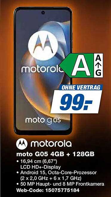 motorola moto G05 4GB + 128GB für nur 99,- Euro