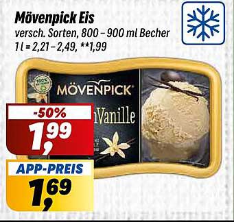Mövenpick Eis - verschiedene Sorten, 800-900 ml Becher