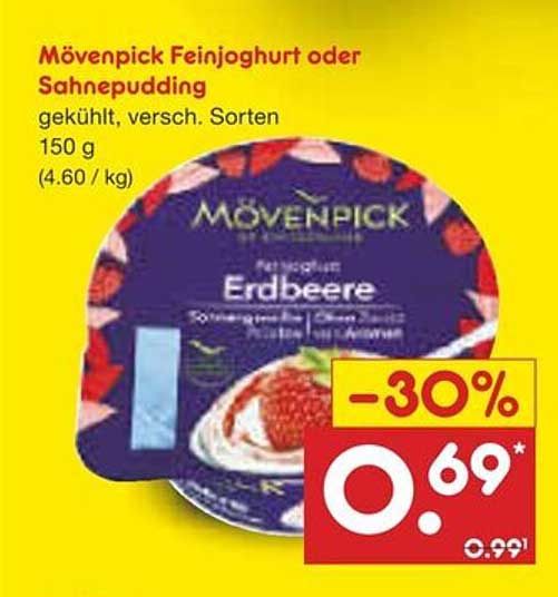 Mövenpick Feinjoghurt oder Sahnepudding - Erdbeere, 150 g