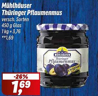 Mühlhäuser Thüringer Pflaumenmus 450 g