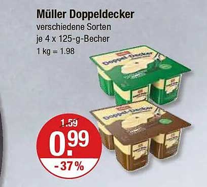 Müller Doppeldecker - verschiedene Sorten je 4 x 125-g-Becher