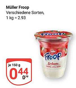 Müller Froop verschiedene Sorten, 150 g für nur 0,44 €