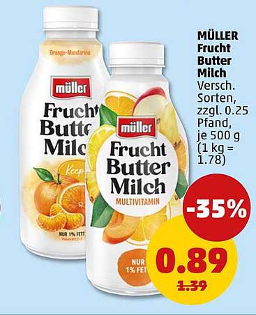 MÜLLER Frucht Butter Milch - Orange-Mandarine / Multivitamin