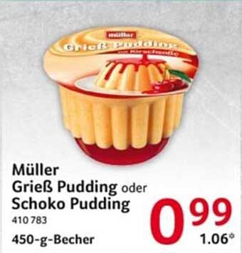 Müller Grieß Pudding oder Schoko Pudding 450-g-Becher