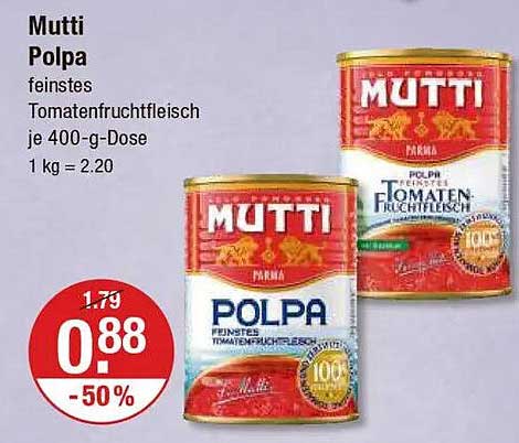 Mutti Polpa feinstes Tomatenfruchtfleisch je 400-g-Dose
