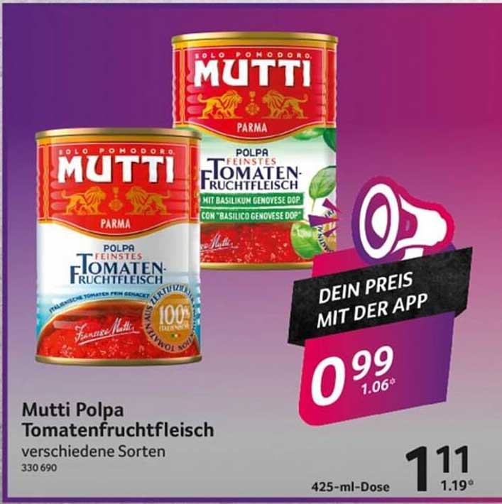 Mutti Polpa Tomatenfruchtfleisch verschiedene Sorten