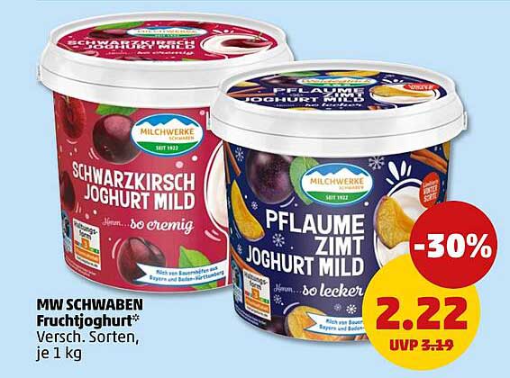 MW SCHWABEN Fruchtjoghurt* Versch. Sorten, je 1 kg