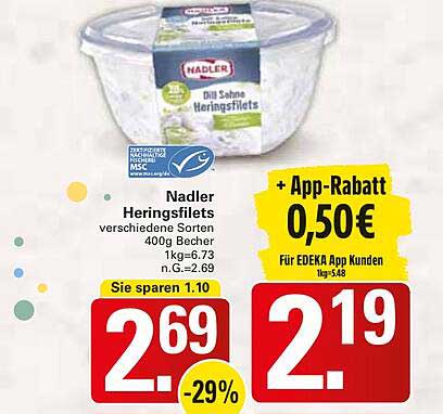 Nadler Heringsfilets - Dill Sahne in 400g Becher