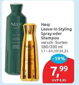Neqi Leave-In Styling Spray oder Shampoo - Jetzt im Angebot!