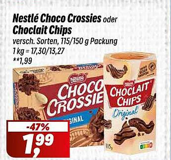 Nestlé Choco Crossies oder Choclit Chips - nur 1,99 €