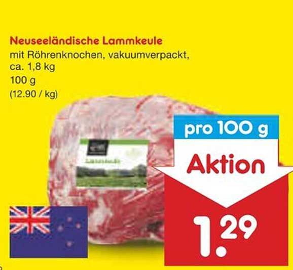 Neuseeländische Lammkeule mit Röhrenknochen, vakuumverpackt, ca. 1,8 kg