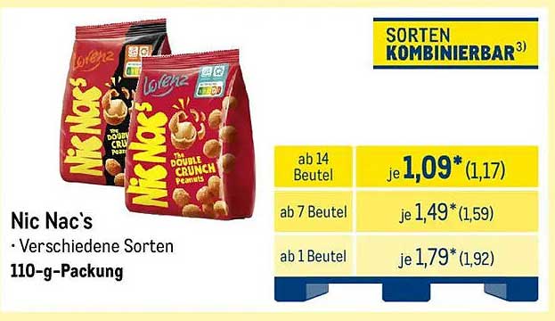 Nic Nac's - Verschiedene Sorten 110-g-Packung